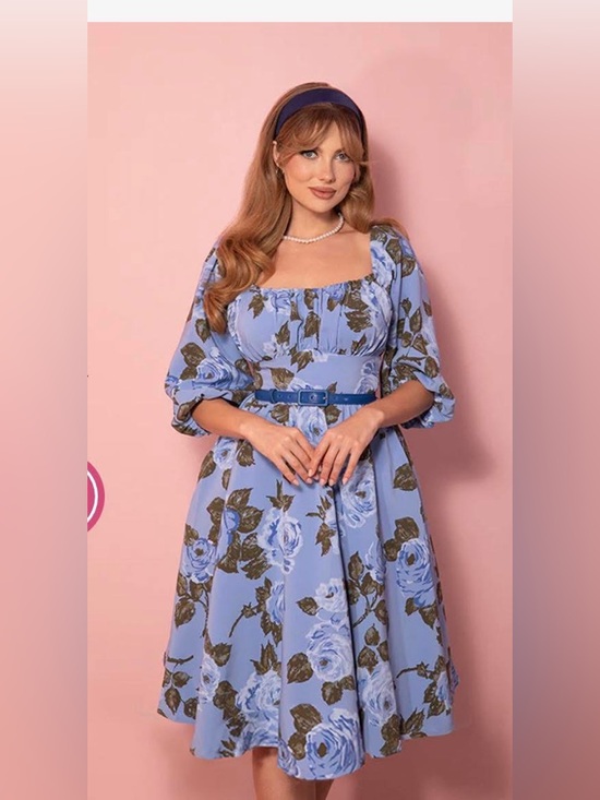Vixen by Micheline Pitt Dresses & Skirts - GUC Vixen by Micheline Pitt Blue Floral Vacation Dress SMALL